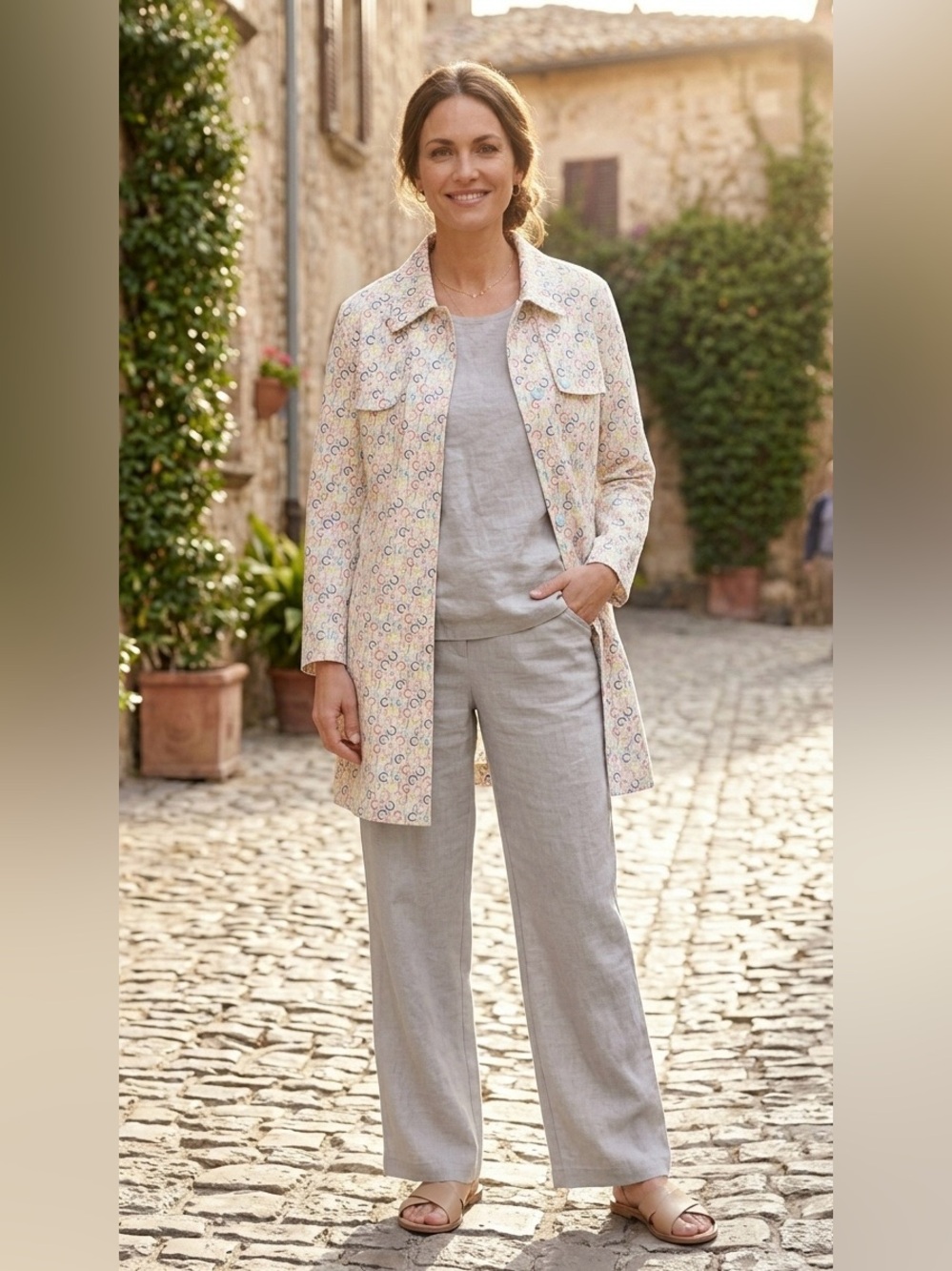 Vintage I.E. Relaxed Geometric Print Field Jacket | Pastel Y2K Lightweight
